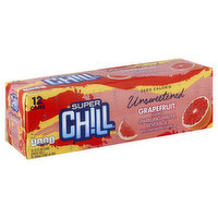 Super Chill Sparkling Water Beverage, Unsweetened, Grapefruit Flavored, 12 Each