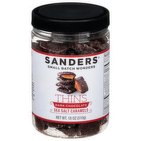 Sanders Dark Chocolate, Sea Salt Caramels, Thins, 18 Gram