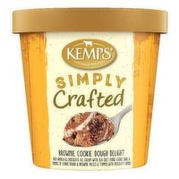 Kemps Ice Cream, Simply Crafted, Brownie Cookie Dough Delight, Pint, 16 Fluid ounce