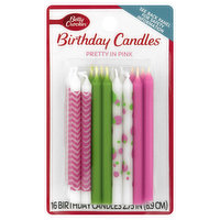 Betty Crocker Birthday Candles, Pretty in Pink, 2.75 Inch, 16 Each