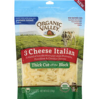 Organic Valley Cheese, 3 Cheese Italian, Thick Cut Off The Block, 6 Ounce