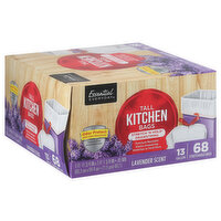 Essential Everyday Tall Kitchen Bags, Stretch 'N Hold Drawstring, Lavender Scent, 13 Gallon, 68 Each