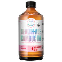 Health-Ade Kombucha, with Biotin & Bamboo Extract, Strawberry Glow Flavor, 16 Fluid ounce