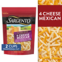 SARGENTO Off the Block Shredded 4 Cheese Mexican Natural Cheese, Traditional Cut, 8.285 Ounce