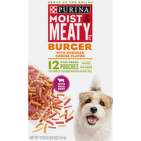 Moist & Meaty Dog Food, Burger with Cheddar Cheese Flavor, Stay Fresh Pouches, 12 Pack, 12 Each