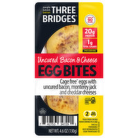 Three Bridges Egg Bites, Bacon & Cheese, Uncured, 2 Each