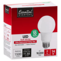 Essential Everyday Light Bulb, LED, Soft White, 14 Watts, 2 Each