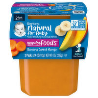 Gerber Natural for Baby Banana Carrot Mango, Wonderfoods, Sitter 2nd Foods, 2 Pack, 2 Each