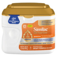 Similac 360 Total Care Infant Formula with Iron, Milk-Based Powder, Sensitive, 20.1 Ounce