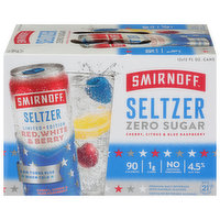 Smirnoff Seltzer, Zero Sugar, Red, White & Berry, 12 Each
