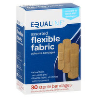 Equaline Adhesive Bandages, Flexible Fabric, Assorted Sizes, 30 Each