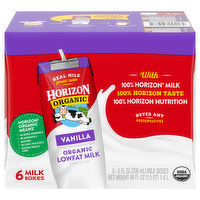 Horizon Organic Milk, Lowfat, Organic, Vanilla, 6 Each