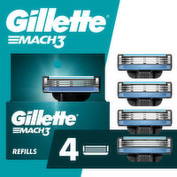 Gillette Mach3 Razor Refills for Men, 4 Razor Blade Refills, 4 Each
