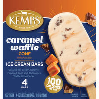 Kemps Caramel Waffle Cone Ice Cream Bars, 4 Each