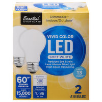 Essential Everyday Bulbs, LED, Soft White, 60W,, 2 Each