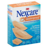 NEXCARE Bandages, Cushioned Foam, Waterproof, Assorted, 20 Each