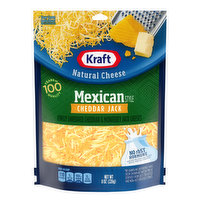 Kraft Cheese, Natural, Cheddar Jack, Mexican Style, 8 Ounce