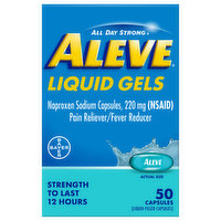 Aleve Pain Reliever/Fever Reducer, 220 mg, Liquid Gels, Capsules, 50 Each