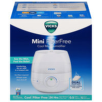 Vicks Humidifier, Cool Mist, FilterFree, Mini, Small Room Size, 1 Each