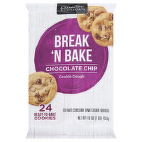 ESSENTIAL EVERYDAY Cookies Dough, Break 'n Bake, Chocolate Chip, 24 Each