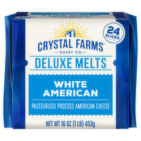 Crystal Farms Cheese, American, White American, Deluxe Melts, 24 Each