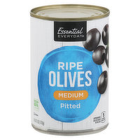 Essential Everyday Olives, Ripe, Medium, Pitted, 6 Ounce
