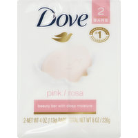 Dove Beauty Bar, with Deep Moisture, Pink, 2 Each