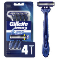 Gillette Sensor3 Men's Disposable Razor, 4 Razors, 4 Each
