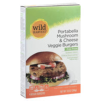 Wild Harvest Veggie Burgers, Portabella Mushroom & Cheese, 4 Each