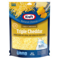 Kraft Finely Shredded Cheese, Triple Cheddar, 8 Ounce