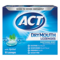 Act Dry Mouth Lozenges, Soothing Mint, 18 Each