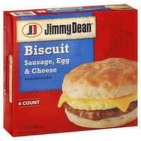 Jimmy Dean Biscuit Sandwiches, Sausage, Egg & Cheese, 4 Each