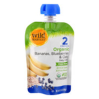 Wild Harvest Baby Food, Organic, Bananas, Blueberries & Oats, 2 (6 Months & Up), 3.5 Ounce