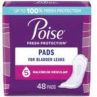 Poise Fresh Protection Pads, Maximum, Regular Length, 48 Each