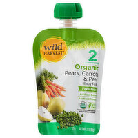 Wild Harvest Baby Food, Organic, Pears, Carrots, Peas, 2 (6 Months & Up), 3.5 Ounce