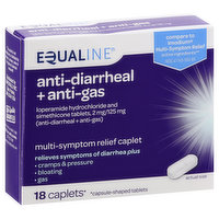 EQUALINE Anti-Diarrheal + Anti-Gas, Caplets, 18 Each