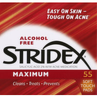 Stridex Acne Medication, Maximum, Soft Touch Pads, 55 Each