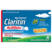 Claritin Indoor & Outdoor Allergies, Original Prescription Strength, 10 mg, Non-Drowsy, Tablets, 30 Each