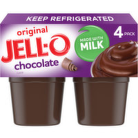 Jell-O Original Chocolate Ready-to-Eat Pudding Cups Snack, 4 Each