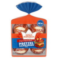 King's Hawaiian Hamburger Buns, Pretzel, Original Hawaiian Sweet, 4 Each
