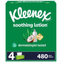 Kleenex Soothing Lotion Tissues, Coconut Oil + Aloe, 3-Ply, 4 Each