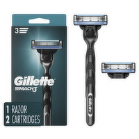 Gillette Mach3 Razor for Men, 1 Razor Handle + 2 Blade Refills, 1 Each