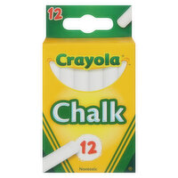 Crayola Chalk Sticks, White, Nontoxic, 12 Each