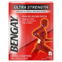 Bengay Pain Relieving Patch, Ultra Strength, Large, 4 Each