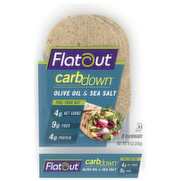 Flatout Carbdown Flatbreads, Olive Oil & Sea Salt, 8 Each