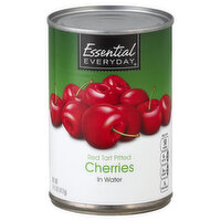 Essential Everyday Cherries, Red Tart, Pitted, in Water, 14.5 Ounce