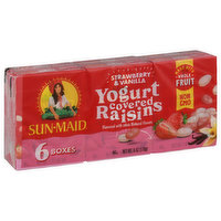 Sun-Maid Raisins, Yogurt Covered, Strawberry & Vanilla, 6 Each