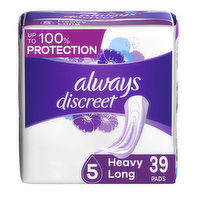 Always Discreet Discreet Always Discreet Pads, Heavy Absorbency, Long Length, 39 Count, 39 Each