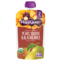 Happy Baby Organics Baby Food, Organic, Pears, Squash & Blackberries, 2 (6+ Months), 4 Ounce