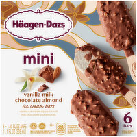 Haagen Dazs Mini Vanilla Milk Chocolate Almond Ice Cream Bars, 11.1 Fluid ounce